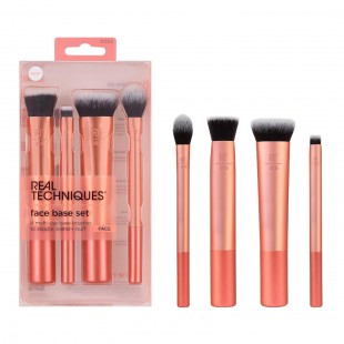 Real Techniques Face Base Makeup Brush Set, For Concealer, Foundation, Contour, & Setting Powder 4 Count