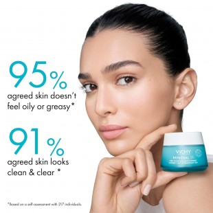Vichy Minéral 89 Matte Sorbet Face Moisturizer For Oily Skin, Mattifying Moisturizer, Hyaluronic Acid + Niacinamide + Salicylic Acid 50mL