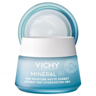 Vichy Minéral 89 Matte Sorbet Face Moisturizer For Oily Skin, Mattifying Moisturizer, Hyaluronic Acid + Niacinamide + Salicylic Acid 50mL