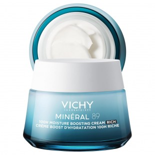 VICHY Mineral 89 Rich Cream, 100H Moisture Boosting Cream, Hydrating Face Moisturizer with Hyaluronic Acid, Niacinamide and Lipids 50mL