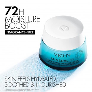Vichy 89 Mineral Fragrance Free Cream, 72H Moisture Boosting Lightweight Cream 1,69floz