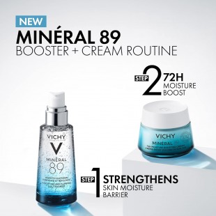 Vichy 89 Mineral Fragrance Free Cream, 72H Moisture Boosting Lightweight Cream 1,69floz